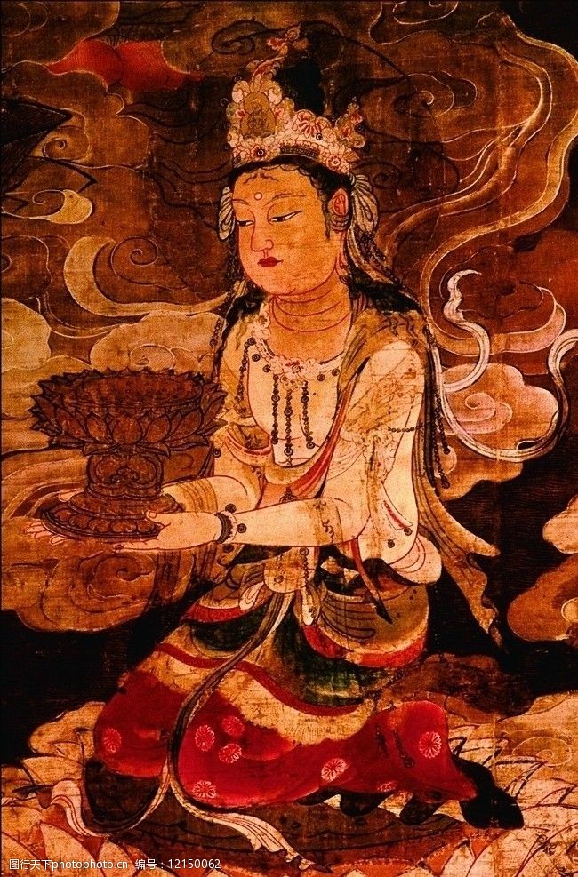 关键词:敦煌壁画 寺院 壁画 菩萨 莲花座 装饰画 艺术画 云 佛画 绘画