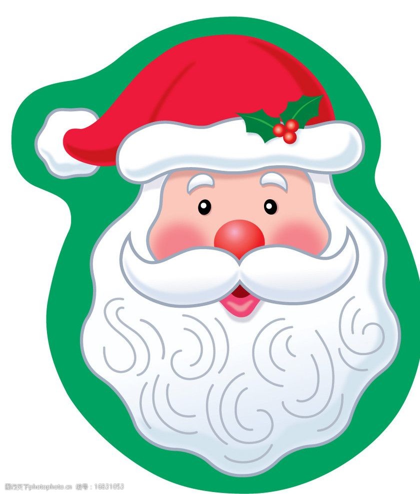 关键词:圣诞老人 圣诞老人头像 帽子 白胡子 绿底 圣诞节 节日素材