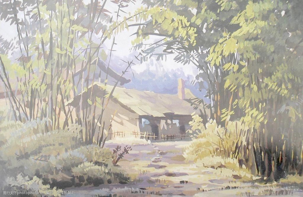 风景水粉画图片