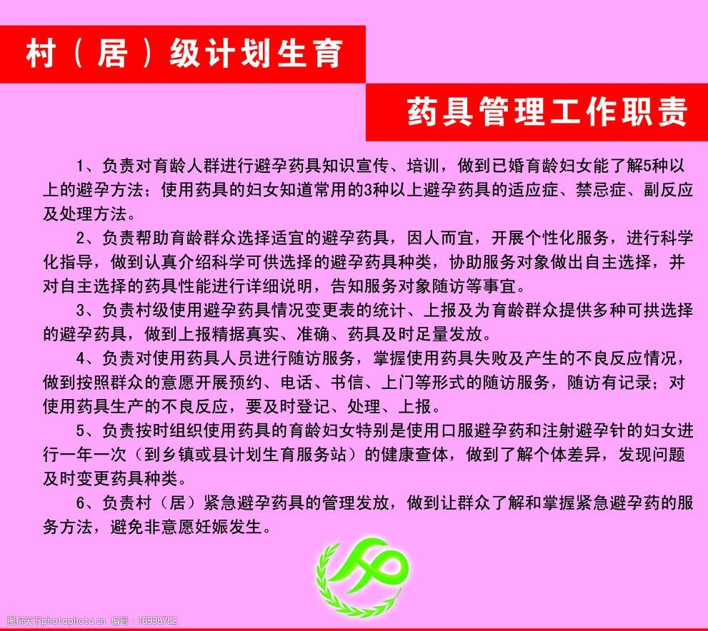 村(居)级计划生育药具管理工作职责图片