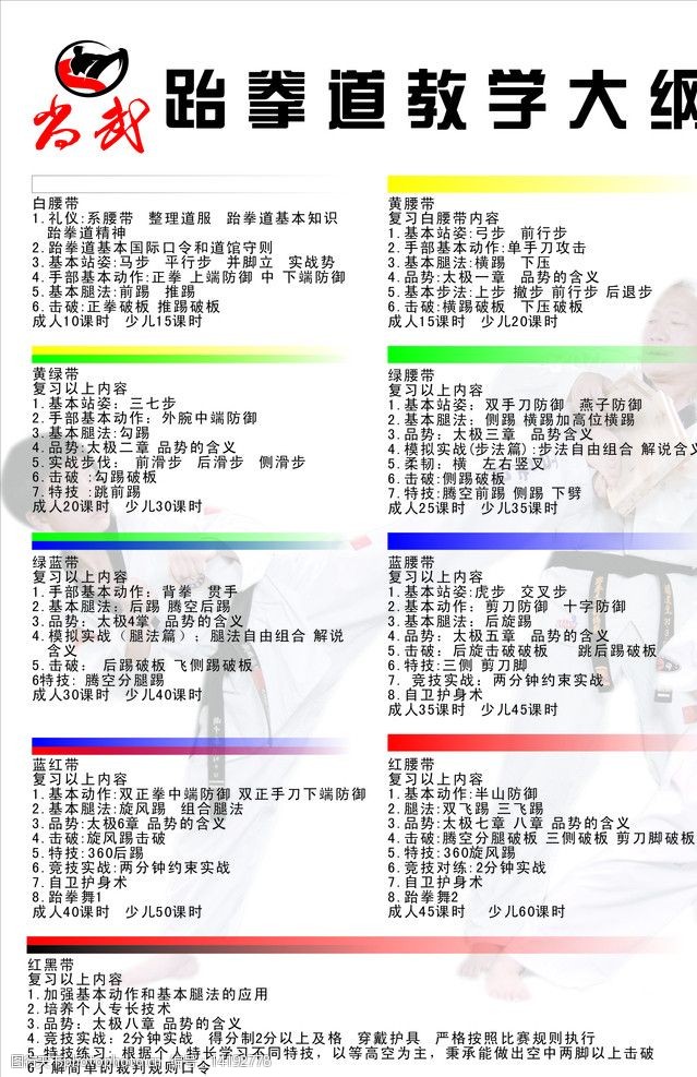 跆拳道教学大纲图片