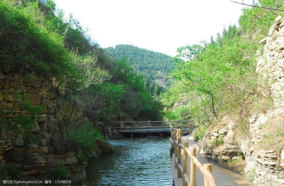 瀑布 河流 蓝天 黄昏 大山 湖泊 木栈道 山水风景 自然景观 摄影 200