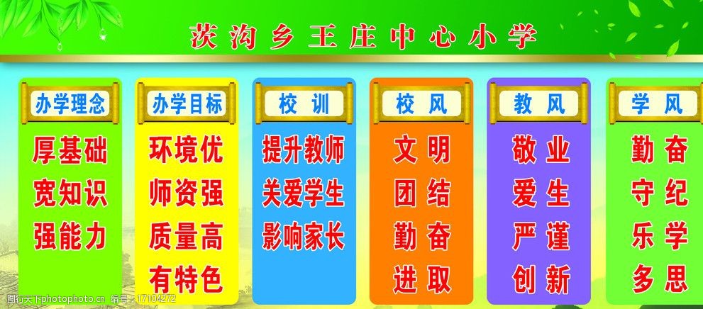 关键词:校园文化 小学 办学理念 办学目标 校训 校风 教风 学风 山水