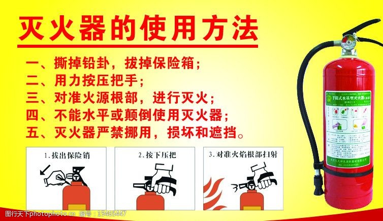 关键词:灭火器的使用方法 灭火器 使用方法 消防安全 消防 海报设计