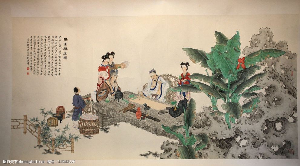 关键词:人物国画 国画 工笔 工笔人物 国画人物 工笔画 假山 仕女