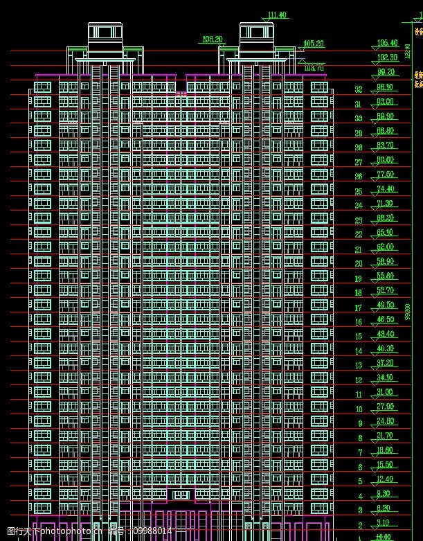 住宅楼立面标高图图片