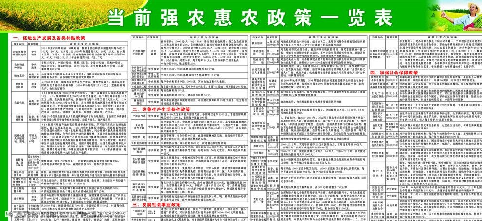 当前强农惠农政策一览表图片