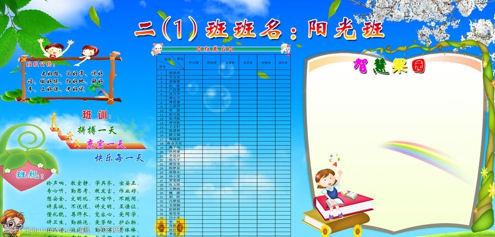 小学展板二年级一般阳光班图片