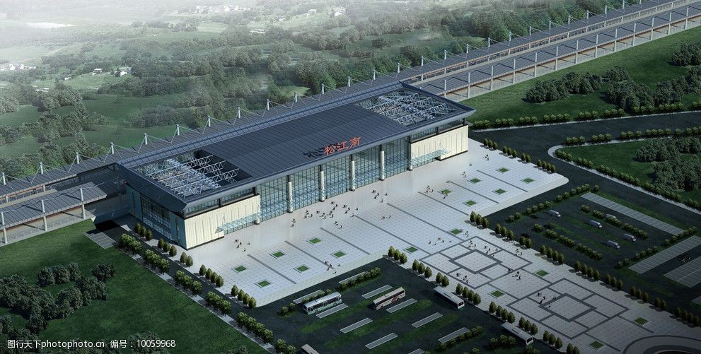 沪杭高铁松江南站广场效果图图片