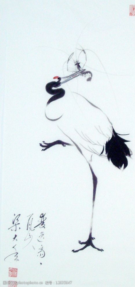 梁大年国画鹤图片
