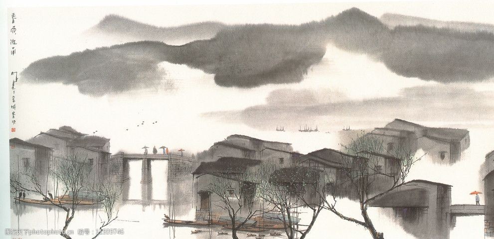 关键词 春雨江南 春雨 江南 国画 绘画 水墨 房子 绘画书法 文化艺术