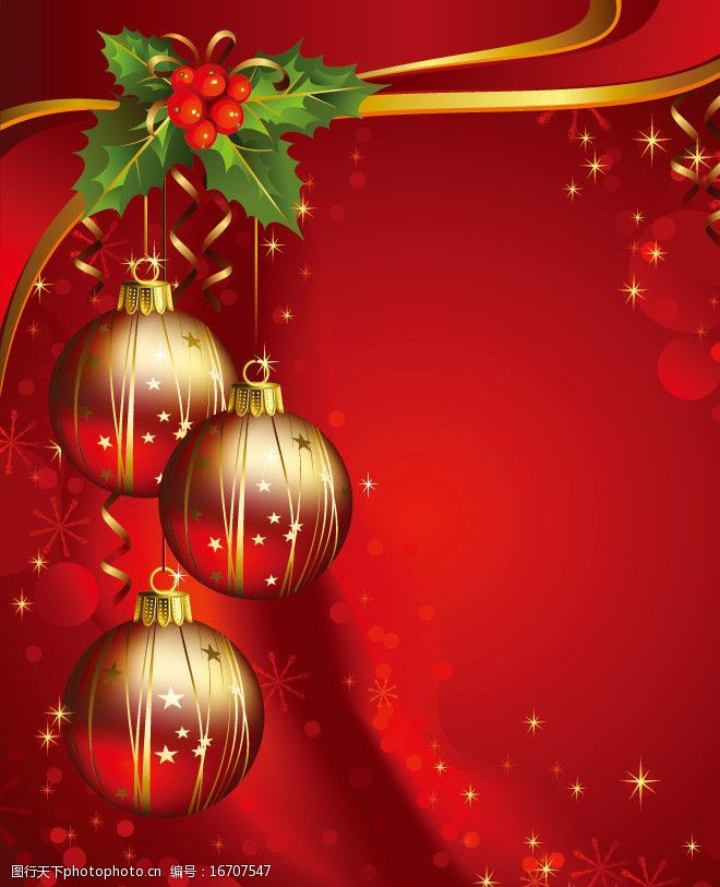 圣诞贺卡圣诞背景星光绿叶图片