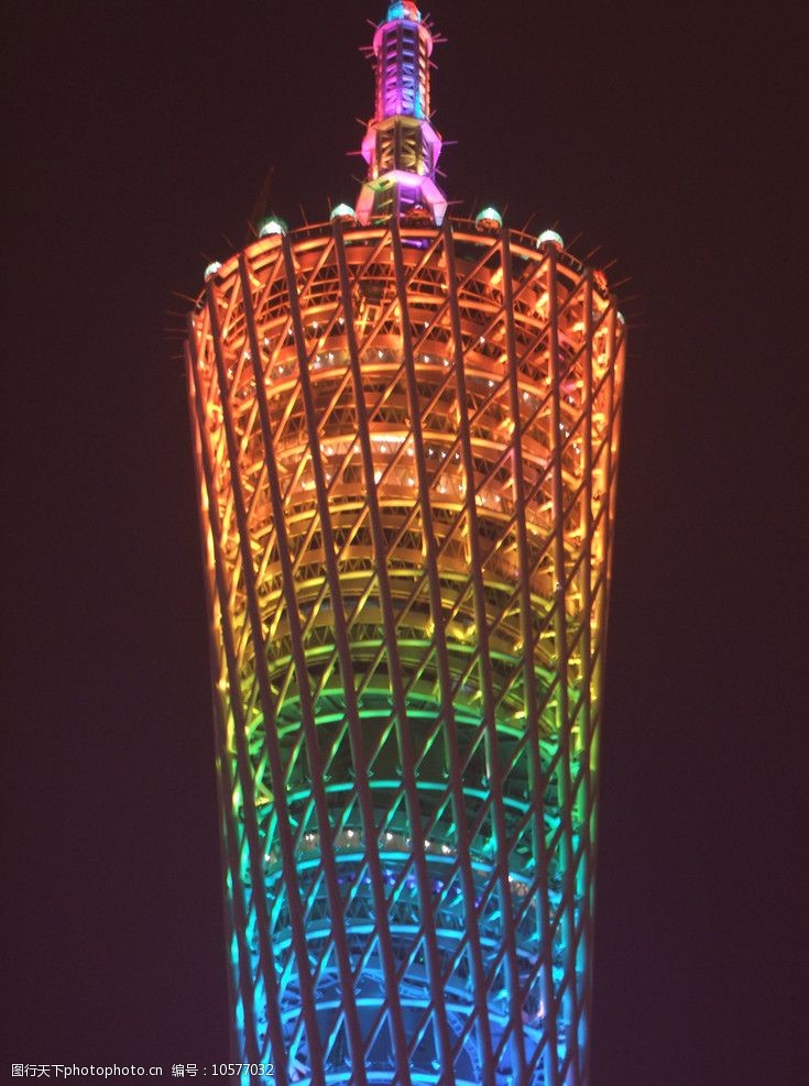 关键词:广州电视塔 城市夜景 广州塔 七彩建筑塔 建筑景观 自然景观