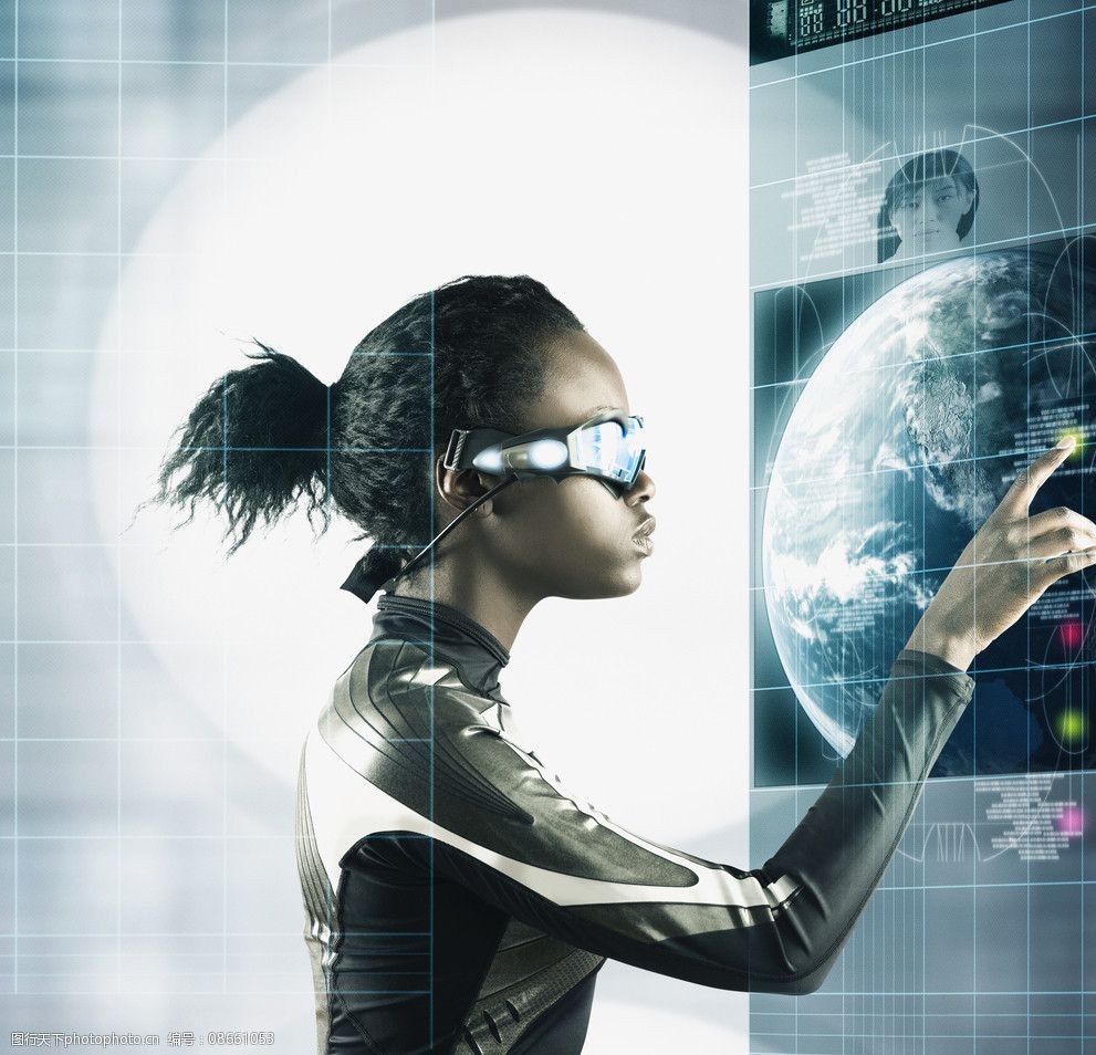 触摸未来世界的商务人物图片