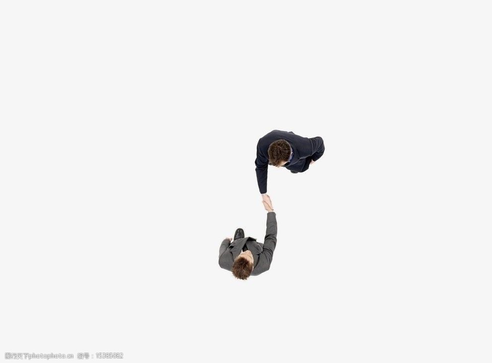 俯视握手的商务人物图片