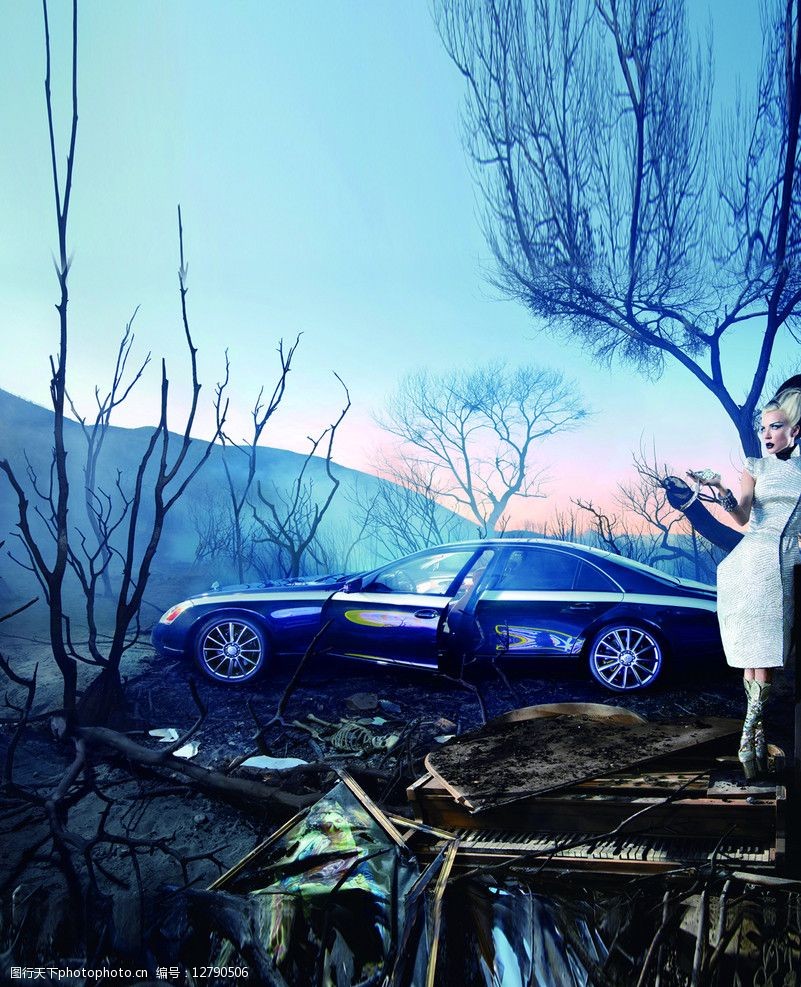 迈巴赫跑车广告摄影图片