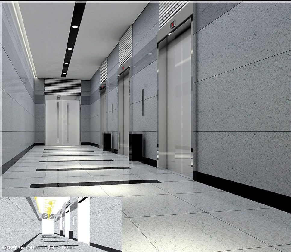 现代风格的电梯间过道图片