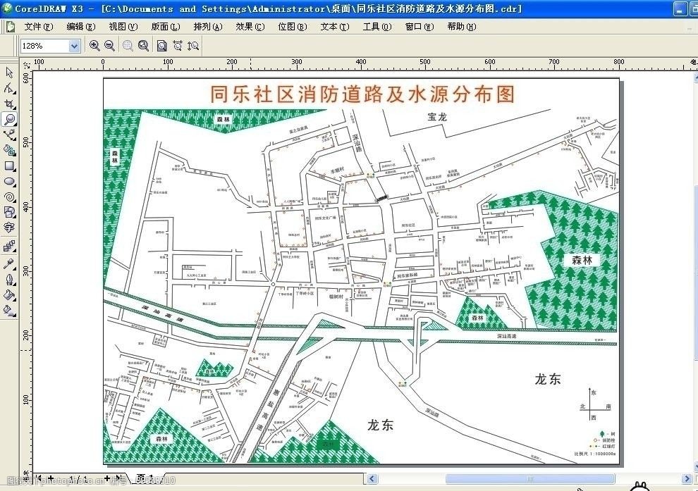 同乐社区消防道路及水源分布图图片