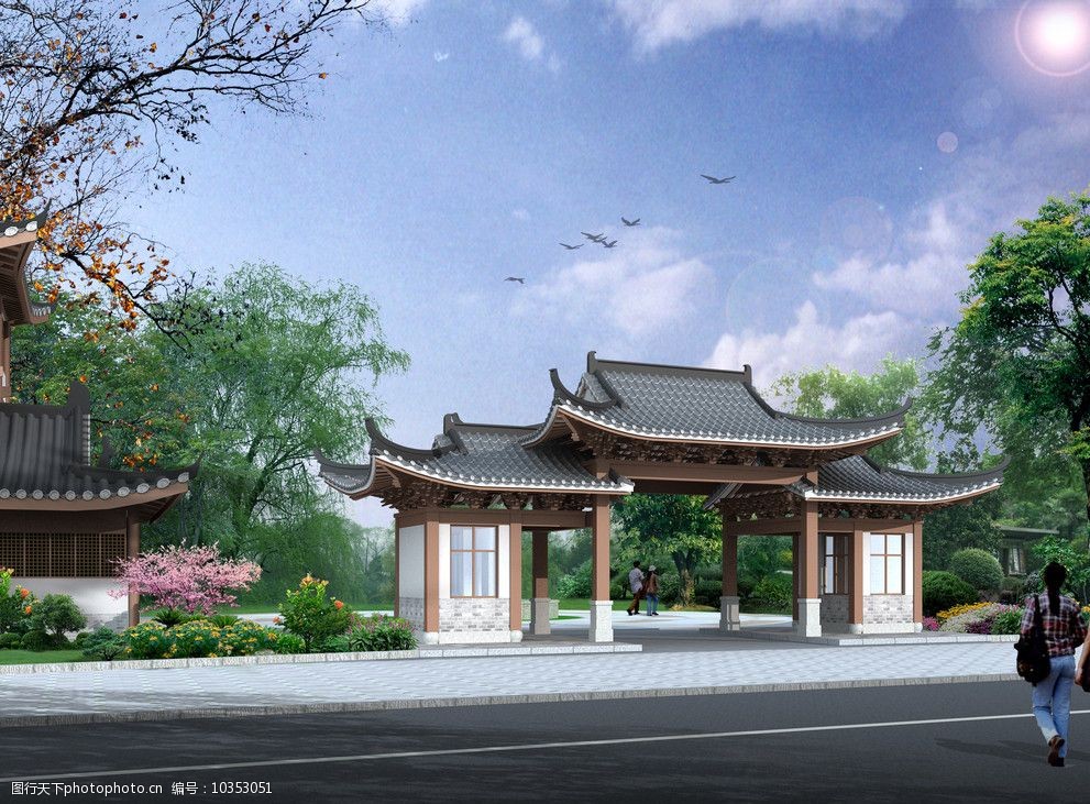 仿古建公园入口图片