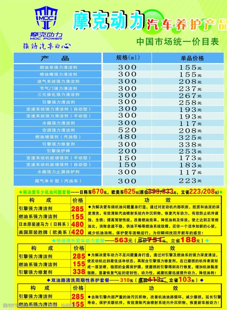 洗车价格表图片