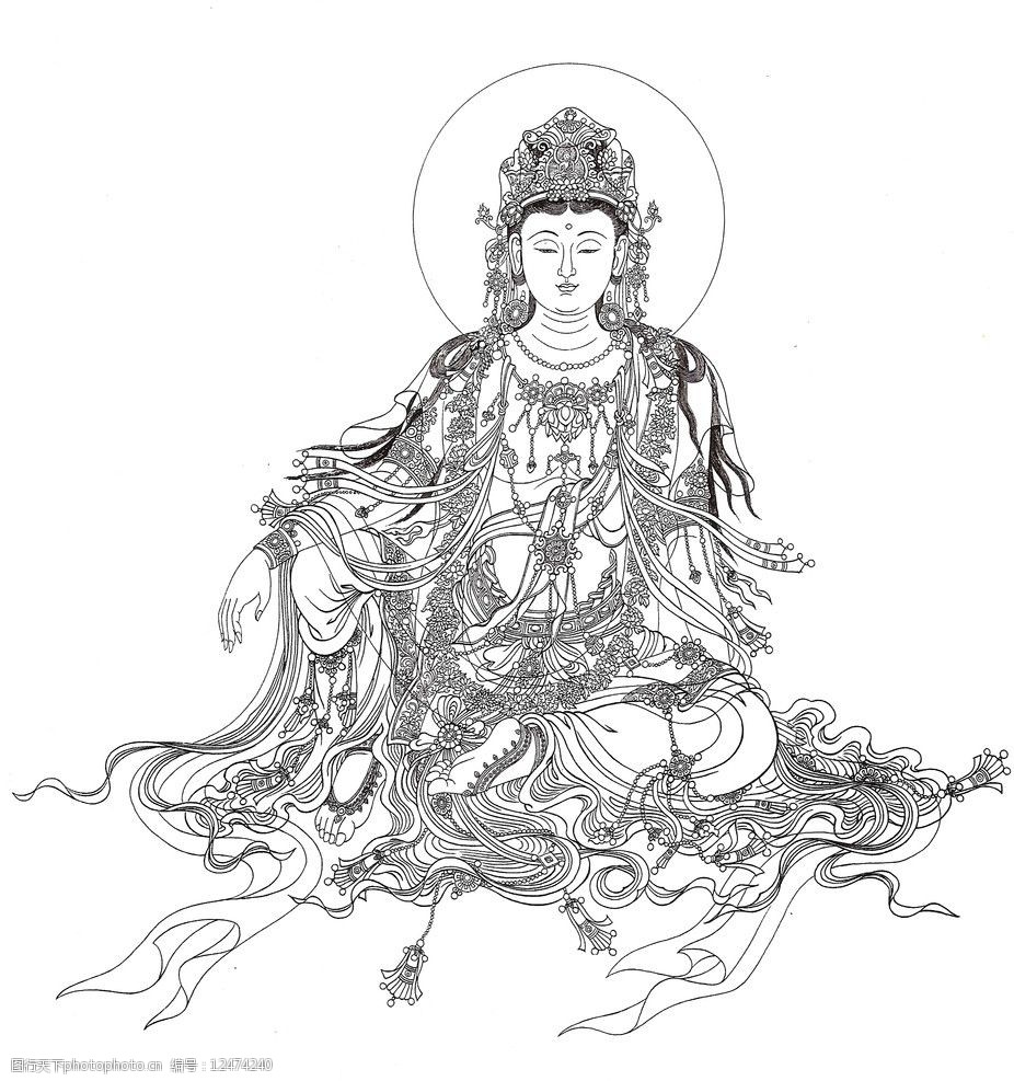 关键词:高清水月观音 高清水月观音白描稿 绘画书法 文化艺术 设计