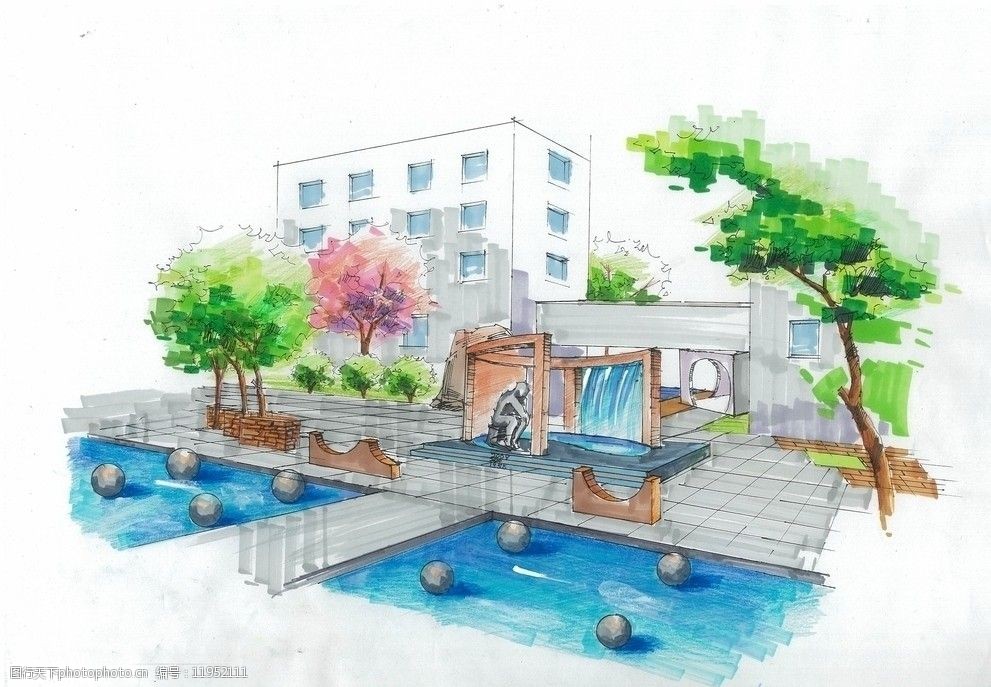 关键词:小品水中踏步 手绘 景观 小品 水面 室外 踏步 绘画书法 文化