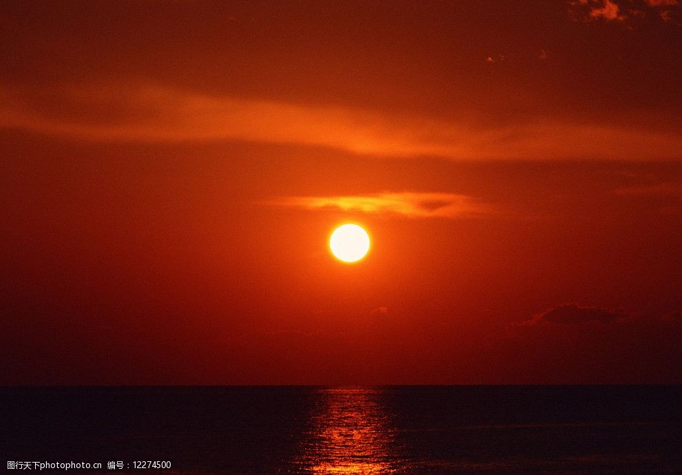 设计图库 自然景观 自然风景 关键词:日落 大海 日落晚霞 云彩 红色