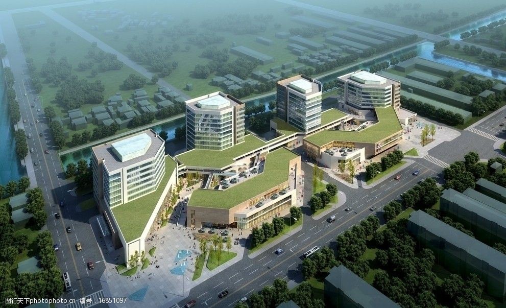 商业区鸟瞰效果图图片