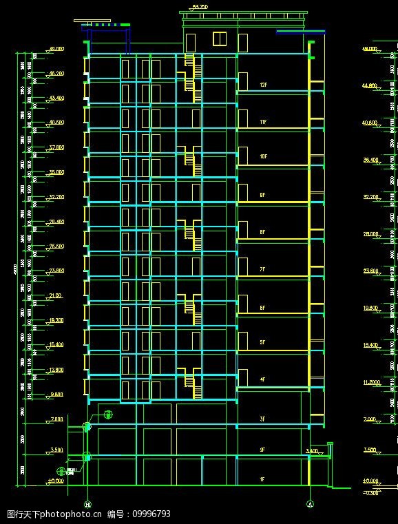 1栋住宅楼剖面图片