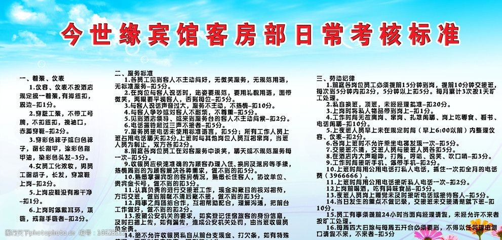 宾馆制度图片