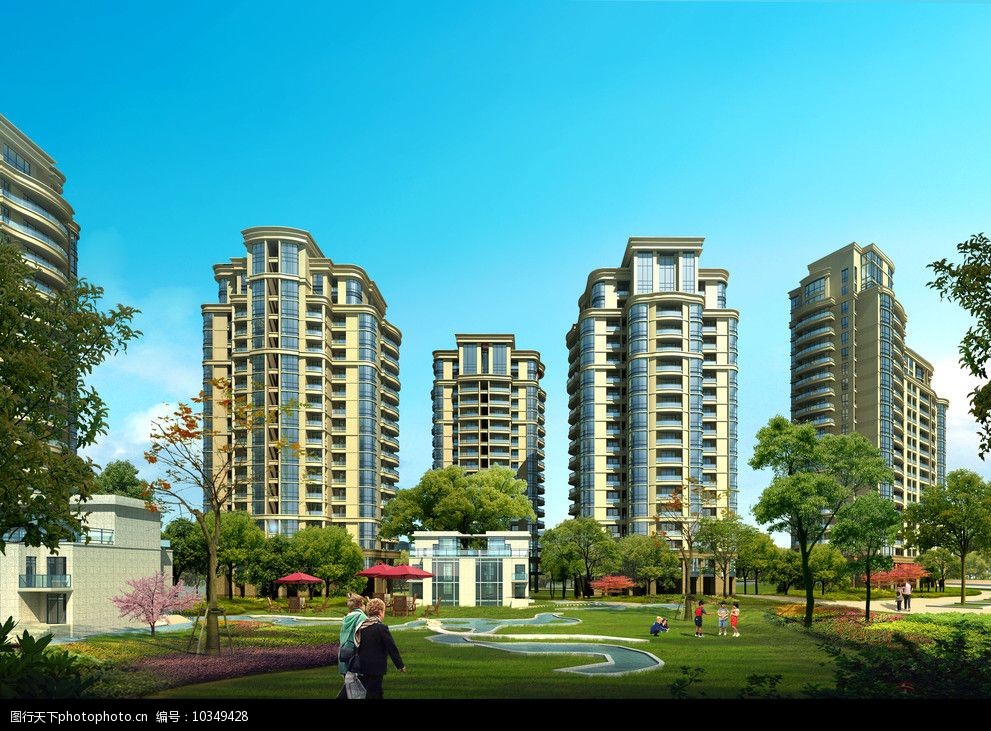 小区景观绿化效果图图片