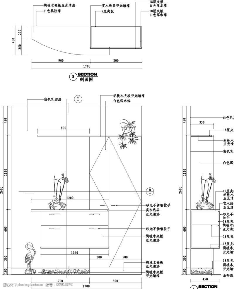 玄关墙立剖面图片